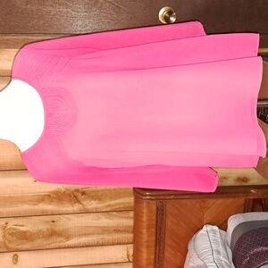 BKE red pink top with decorations at top, size small